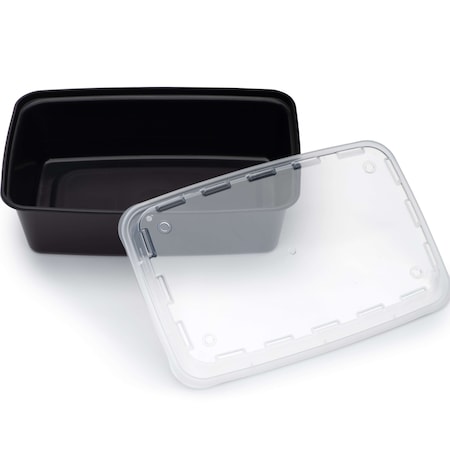 Cubeware 38 Oz. Rectangular Black & Clear Vented Lid, PK150